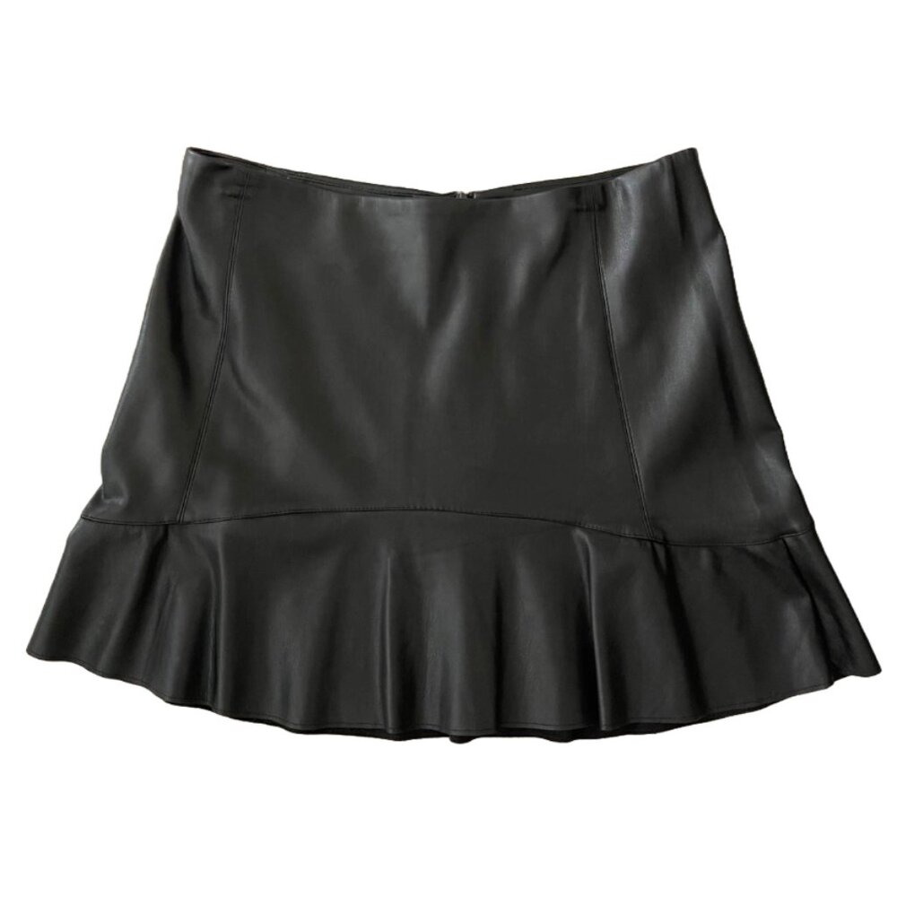 Mango Faux Leather Black Mini Skirt